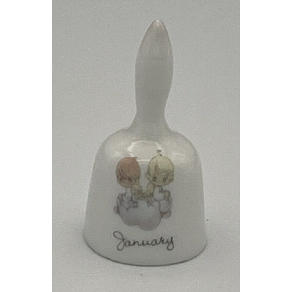 VINTAGE ENESCO'S PRECIOUS MOMENTS JANUARY BIRTHDAY ULTRA MINI ANGELS BELL 1” In.